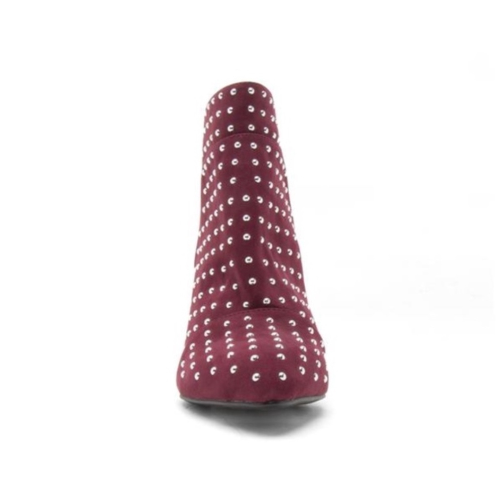 ❤ WINE AVE. SUEDE STUD ANKLE BOOTS - WINE - Picture 6 of 6